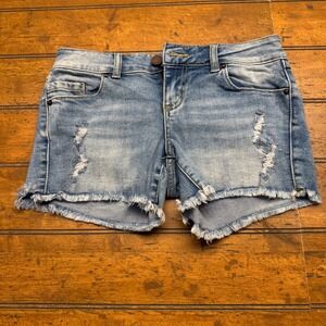 O'Neill Womens Denim Shorts Distressed Frayed Cuffed Blue Size 25